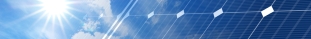 Merged photo of the sun and blue solar panels