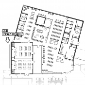 Valley Park branch drafting arial view with art installation positioned on the left
